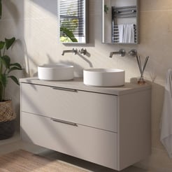 Saniselect Luca voorgemonteerd badmeubel incl. afdekblad met rvs greep 120cm mat greige