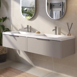 Saniselect Luca voorgemonteerd badmeubel met rvs greep incl. wastafel 160,5x51,5cm mat greige