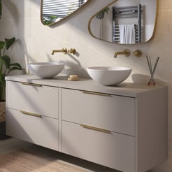 Saniselect Luca voorgemonteerd badmeubel 4 lades incl. afdekblad met messing greep 160cm mat greige