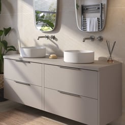 Saniselect Luca voorgemonteerd badmeubel met rvs greep incl. matte waskommen 160cm mat greige