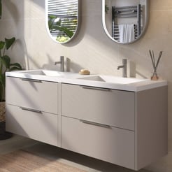 Saniselect Luca voorgemonteerd badmeubel met rvs greep incl. wastafel 160,5x51,5cm mat greige