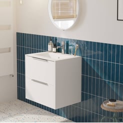 Saniselect Luca voorgemonteerd badmeubel met chromen greep incl. matte keramische wastafel 61x46cm mat wit