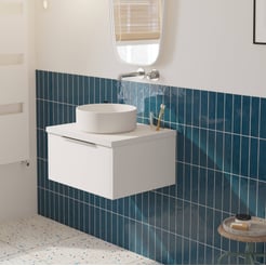 Saniselect Luca voorgemonteerd badmeubel 1 lade incl. afdekblad met chromen greep 60cm mat wit