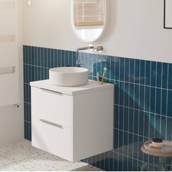 Saniselect Luca voorgemonteerd badmeubel met chromen greep incl. matte waskom 60cm mat wit