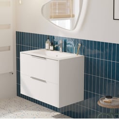 Saniselect Luca voorgemonteerd badmeubel met chromen greep incl. matte keramische wastafel 81x46cm mat wit