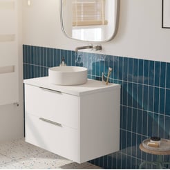 Saniselect Luca voorgemonteerd badmeubel incl. afdekblad met rvs greep 80cm mat wit