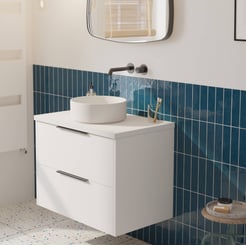 Saniselect Luca voorgemonteerd badmeubel incl. afdekblad met mat zwarte greep 80cm mat wit