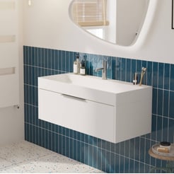 Saniselect Luca voorgemonteerd badmeubel met chromen greep incl. matte wastafel 100x45cm mat wit