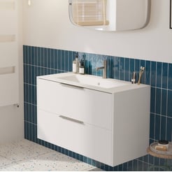 Saniselect Luca voorgemonteerd badmeubel met rvs greep incl. matte keramische wastafel 101x46cm mat wit