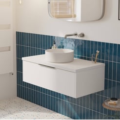 Saniselect Luca voorgemonteerd badmeubel met rvs greep incl. matte waskom 100cm mat wit