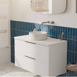 Saniselect Luca voorgemonteerd badmeubel met rvs greep incl. matte waskom 100cm mat wit
