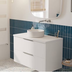 Saniselect Luca voorgemonteerd badmeubel met chromen greep incl. matte waskom 100cm mat wit