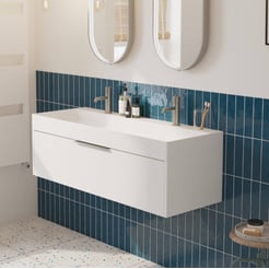 Saniselect Luca voorgemonteerd badmeubel met rvs greep incl. matte wastafel 120x45cm mat wit