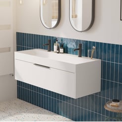 Saniselect Luca voorgemonteerd badmeubel met mat zwarte greep incl. matte wastafel 120x45cm mat wit