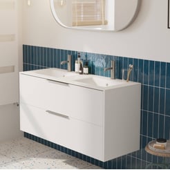 Saniselect Luca voorgemonteerd badmeubel met rvs greep incl. matte keramische wastafel 121x46cm mat wit