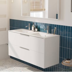 Saniselect Luca voorgemonteerd badmeubel met chromen greep incl. matte keramische wastafel 121x46cm mat wit