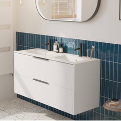 Saniselect Luca voorgemonteerd badmeubel met mat zwarte greep incl. matte keramische wastafel 121x46cm mat wit