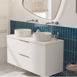 Saniselect Luca voorgemonteerd badmeubel met rvs greep incl. matte waskommen 120cm mat wit