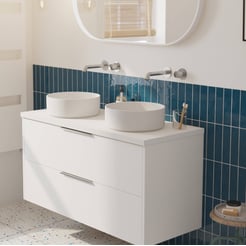 Saniselect Luca voorgemonteerd badmeubel met chromen greep incl. matte waskommen 120cm mat wit
