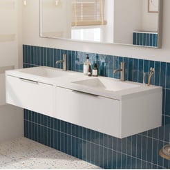Saniselect Luca voorgemonteerd badmeubel met rvs greep incl. wastafel 160,5x51,5cm mat wit