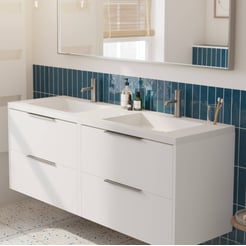 Saniselect Luca voorgemonteerd badmeubel met rvs greep incl. wastafel 160,5x51,5cm mat wit