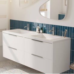 Saniselect Luca voorgemonteerd badmeubel met chromen greep incl. wastafel 160,5x51,5cm mat wit