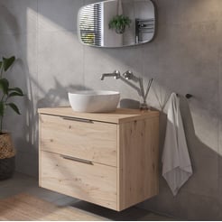 Saniselect Luca voorgemonteerd badmeubel met rvs greep incl. keramische waskom 80cm naturel eiken