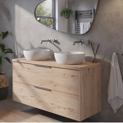 Saniselect Luca voorgemonteerd badmeubel incl. afdekblad met rvs greep 120cm naturel eiken