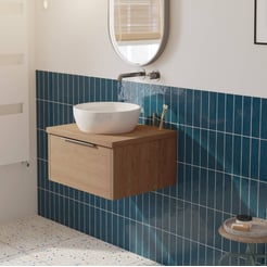 Saniselect Luca voorgemonteerd badmeubel met grafiet greep incl. keramische waskom 60cm toffee