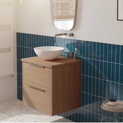 Saniselect Luca voorgemonteerd badmeubel incl. afdekblad met rvs greep 60cm toffee