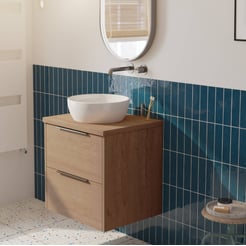 Saniselect Luca voorgemonteerd badmeubel incl. afdekblad met grafiet greep 60cm toffee