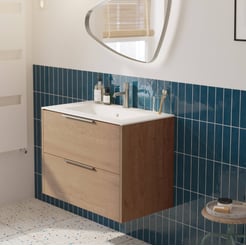 Saniselect Luca voorgemonteerd badmeubel met rvs greep incl. matte keramische wastafel 81x46cm toffee