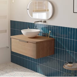 Saniselect Luca voorgemonteerd badmeubel met rvs greep incl. matte waskom 80cm toffee