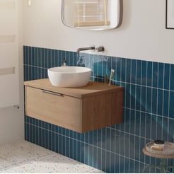 Saniselect Luca voorgemonteerd badmeubel met grafiet greep incl. keramische waskom 80cm toffee