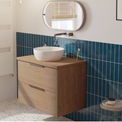 Saniselect Luca voorgemonteerd badmeubel met grafiet greep incl. keramische waskom 80cm toffee
