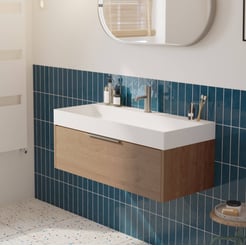 Saniselect Luca voorgemonteerd badmeubel met rvs greep incl. matte wastafel 100x45cm toffee