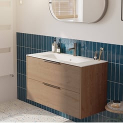 Saniselect Luca voorgemonteerd badmeubel met grafiet greep incl. matte keramische wastafel 101x46cm toffee