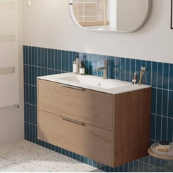 Saniselect Luca voorgemonteerd badmeubel met rvs greep incl. matte keramische wastafel 101x46cm toffee