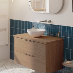 Saniselect Luca voorgemonteerd badmeubel incl. afdekblad met rvs greep 100cm toffee