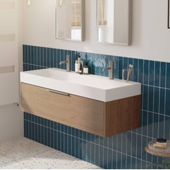 Saniselect Luca voorgemonteerd badmeubel met rvs greep incl. matte wastafel 120x45cm toffee