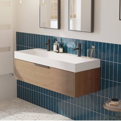 Saniselect Luca voorgemonteerd badmeubel met mat zwarte greep incl. matte wastafel 120x45cm toffee