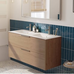 Saniselect Luca voorgemonteerd badmeubel met rvs greep incl. matte keramische wastafel 121x46cm toffee