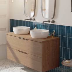 Saniselect Luca voorgemonteerd badmeubel incl. afdekblad met grafiet greep 120cm toffee
