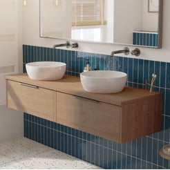 Saniselect Luca voorgemonteerd badmeubel incl. afdekblad met grafiet greep 160cm toffee