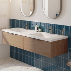 Saniselect Luca voorgemonteerd badmeubel met grafiet greep incl. wastafel 160,5x51,5cm toffee