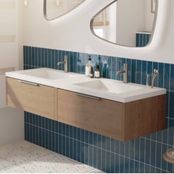 Saniselect Luca voorgemonteerd badmeubel met rvs greep incl. wastafel 160,5x51,5cm toffee