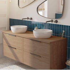 Saniselect Luca voorgemonteerd badmeubel 4 lades incl. afdekblad met grafiet greep 160cm toffee