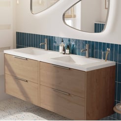Saniselect Luca voorgemonteerd badmeubel met rvs greep incl. wastafel 160,5x51,5cm toffee