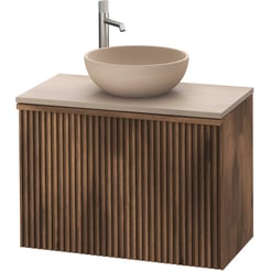 Ben Linea voorgemonteerd badmeubel incl. beige betonnen waskom 80cm eiken grijs/beige beton kraangat links