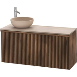 Ben Linea voorgemonteerd badmeubel incl. beige betonnen waskom links 120cm eiken grijs/beige beton